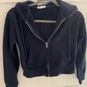 NAVY BLUE GARAGE CROP ZIP UP XS